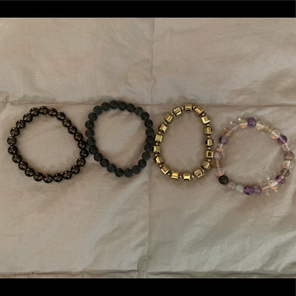 Crystal Bracelet Lot - Garnet, Shungite, Pyrite and Flourite